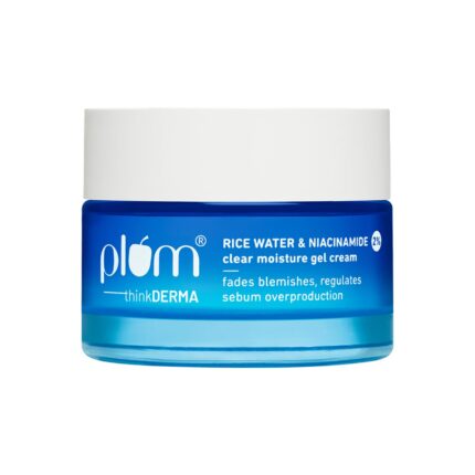 Plum 2% Niacinamide & Rice Water Superlight Gel Cream Moisturizer for Face | Oil-Free Hydration | Brightens, Fades Blemishes | Dermat-Tested | All Skin Types | Women & Men | 100% Vegan | 50 g