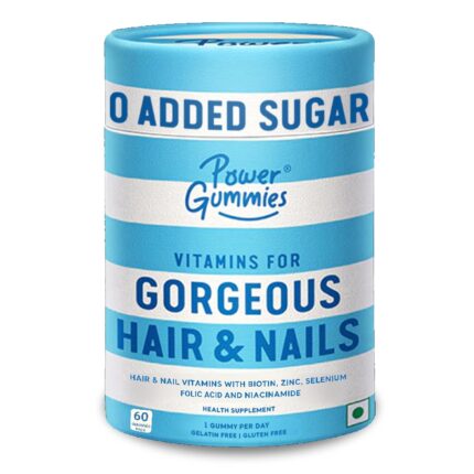 Power Gummies Biotin Hair Gummies for Stronger, Shinier Hair & Nails | 60 Days Pack | With Biotin, Zinc, Folic Acid, Fibre & Multivitamin | No Added Sugar & Gut Friendly