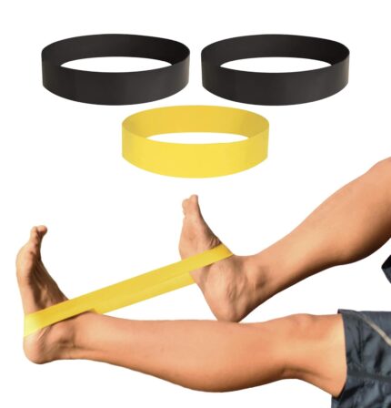 Powerstretch Fullflex Latex Free Mini Loop Resistance Bands for Exercise and Workout, Oeko TEX Standard Travel & Home Pocket Gym (Set of 3, Knee Hands - Yellow, Black, Green)