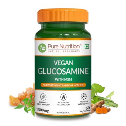 Pure Nutrition Vegan Glucosamine MSM with Boswellia - 60 Veg Tablets | Joint & Cartilage Support | Relieves Pain & Stiffness | Reduces Inflammation | Enhances Bone & Muscle Strength | Plant-Based Joint Health Supplement