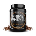 QNT Prime Whey Protein Powder | Coffee, 1 Kg | Triple Blend of Whey Isolate, Concentrate & Hydrolysate | 25g Protein, 5.9g BCAA per Scoop | Best Whey Protein Powder for Men & Women