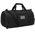 QT&QY 40L Military Tactical Duffle Bag For Men Sport Gym Bag Fitness Tote Travel Duffle Bag Training Workout Bag With Shoe Compartment Basketball Football Weekender Bag, Black, Gym Duffle Bag