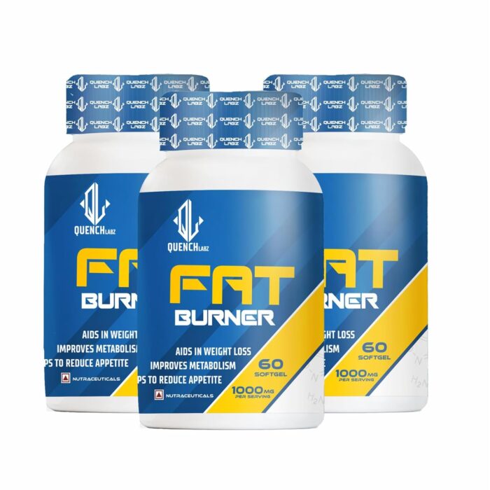 QUENCHLABZ Fat Burner - 60 Softgels | Weight Loss Supplement for Men & Women | Thermogenic Fat Burner | Metabolism Booster | Reduces Appetite | Keto-Friendly & Stimulant-Free (PACK OF 3)