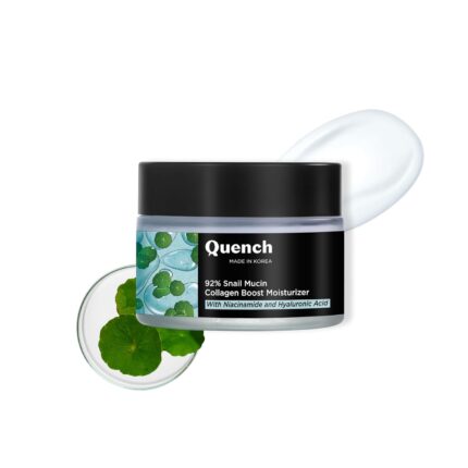 Quench 92% Snail Mucin Collagen Boost Moisturizer with Niacinamide & Hyaluronic Acid | 48 Hours Hydration | Formulated & Made in Korea | Makes Skin Dewy Soft & Plump | Fades Dark Spots (50ml)