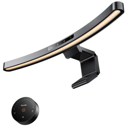 Quntis Curved Monitor Light Bar with Remote &Touch, Auto Adjustable Brightness and Colour Temperature Eye-Care USB Computer Lamp with Multifunction Shelf Screen Light Bar, No Glare Home Office Gaming