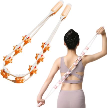 RASOIWARE Therapy Massage Tools for Body Sculpting, Back Massage Roller Rope, Manual Cellulite Massage Maderoterapia Kit for Body Shaping, Neck Leg Muscle Pain Relief (Orange)