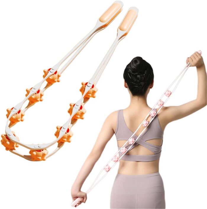 RASOIWARE Therapy Massage Tools for Body Sculpting, Back Massage Roller Rope, Manual Cellulite Massage Maderoterapia Kit for Body Shaping, Neck Leg Muscle Pain Relief (Orange)