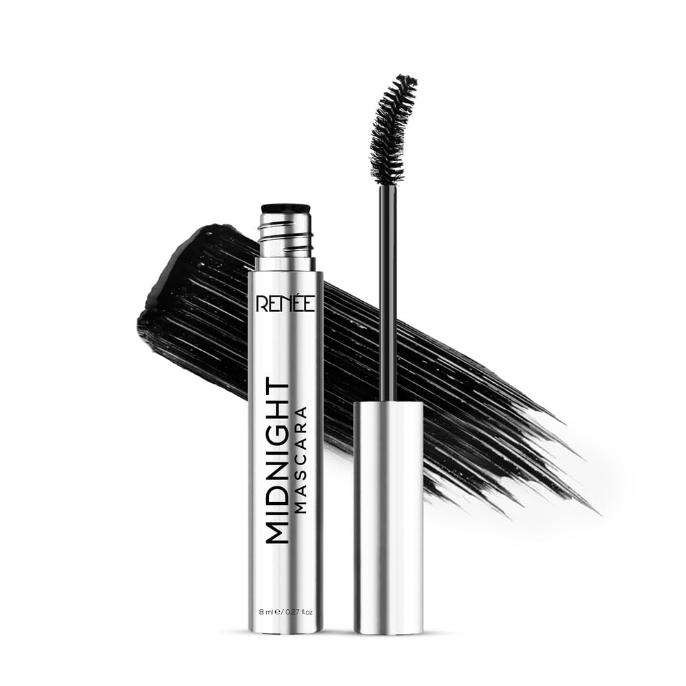 RENEE Midnight Mascara with Unique 360-Degree Wand | Darkest Black | Clump-Free | Long-Lasting Formula | Volumizes | Lengthens | Nourishes | Infused with Vitamin E | 8ml