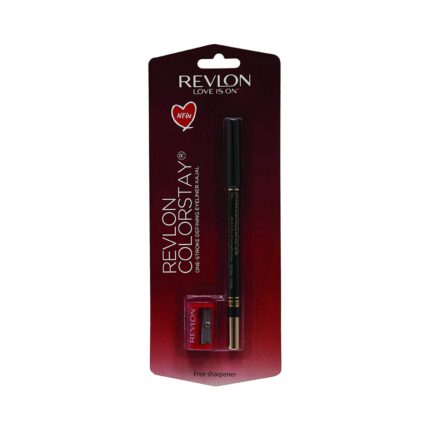 REVLON Colorstay one stroke defining eyeliner kajal, Sharpenable Pencil, Rich Glossy, Longwear and Waterproof, One Stroke to intense defined Eyes, Blackest Black
