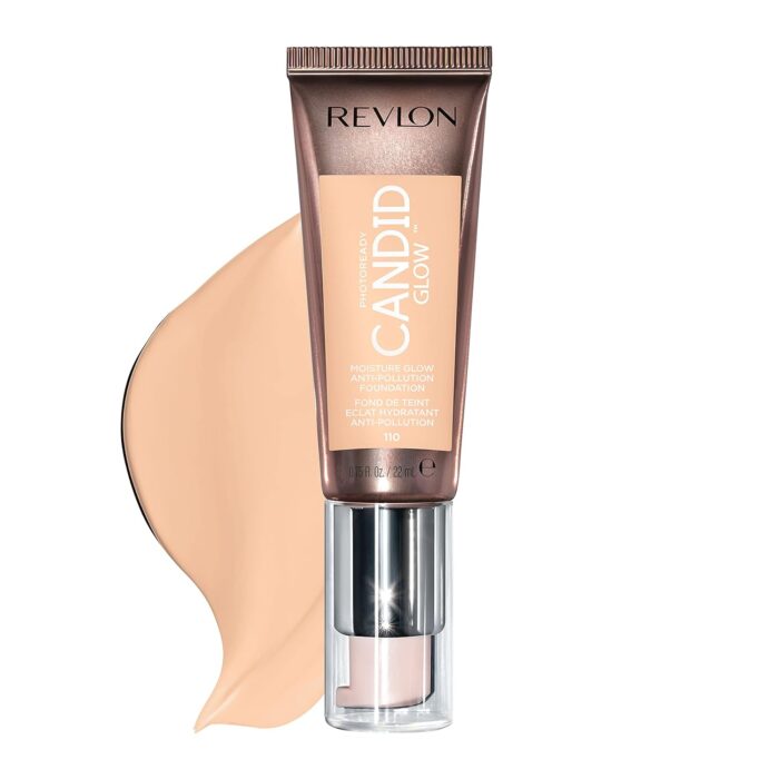 REVLON Photoready Candid Glow Matte Moisture Glow Anti-Pollution Foundation With Vitamin E & Prickly Pear Oil, Anti-Blue Light Ingredients,Without Parabens, Pthalates & Fragrances, Porcelain, 0.75 Oz