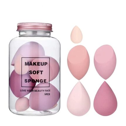 ROBIFEL Makeup Sponge Set Beauty Blender Set with Egg Case, Soft Sponge For Liquid Foundation,Creams and Powders,Latex Free Wet and Dry Makeup(4Big + 1Mini-5Pcs set) (MULTICOLOUR) With Plastic Dabba