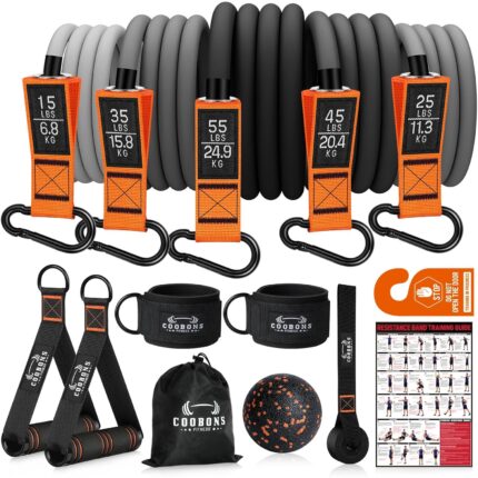 Resistance Bands for Working Out, 175LBS Heavy Exercise Bands with Handles, Workout Bands for Men and Women, Fitness Bands Set for Muscle Training, Strength, Slim, Yoga, Home Gym Equipment