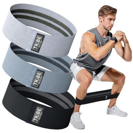 Resistance Hip Bands 3-Pack | WOD Leg Band for Hip Work Out or Physical Therapy | Resistance Loops, Stretchable Fabric, Non-Slip Elastic Grippy Inner Layer | Men and Women | Black (12.5-inch, 3-Pack)
