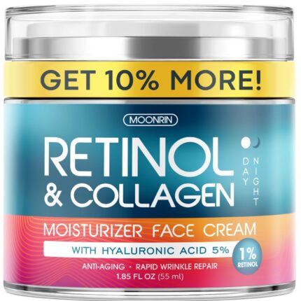 Retinol Cream for Face with Hyaluronic Acid – Collagen Face Moisturizer for Women and Men - Advanced Anti-Aging Formula for Lifting Skin – Reduce Wrinkles, Fine Lines and Dryness – 1.7 fl. Oz