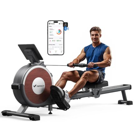 Rowing Machine, Merach Magnetic Rower Machine for Home, 16 Levels of Quiet Resistance, Dual Slide Rail with Max 350lb Weight Capacity, App Compatible with LCD Monitor, Q1S