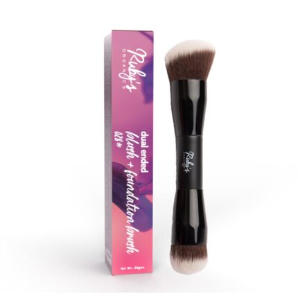 Ruby's Organics Dual Ended Makeup Brush for Face Makeup - Multipurpose brush for Foundation, Concealer, Blush and Compact for flawless finish, Blending and Powder Brush, Cruelty-free, Large Coverage Makeup Tool
