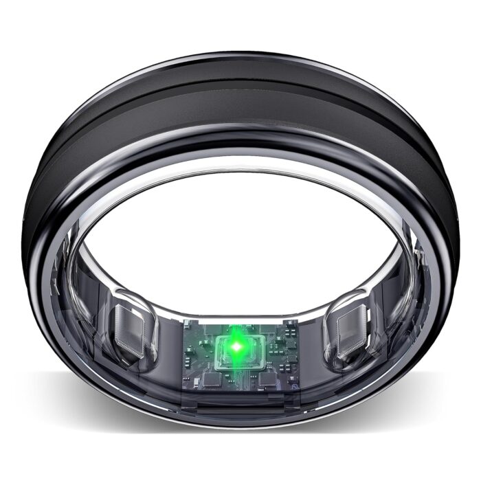 SEEKZERO Smart Ring for Women Men - Fitness Ring with Sleep & Step Tracker | Waterproof Health Ring with Heart Rate Monitor, Compatible with iOS & Android, No App Subscription (Black, 9)