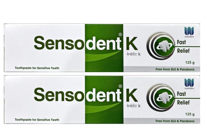 SENSODENT K Toothpaste for Fast relief in sensitive teeth 125 g - (Pack of 2) - Free From SLS & Parabens