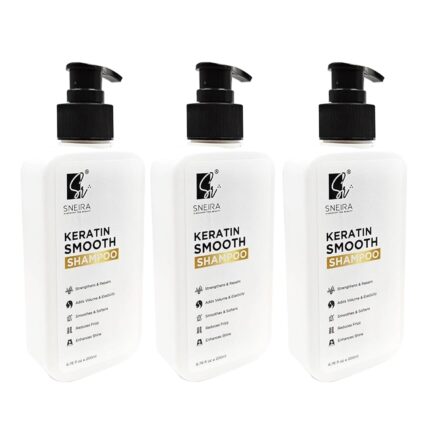 SNEIRA Keratin Smooth Shampoo 600 ML, Professional Hair Smoothening Shampoo for Dry & Anti-Frizz Hair Care Product For Damaged, Salon-Treated Hair Sulphate & Paraben free for Women & Men Made In India