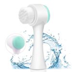 SVULINT 2 in 1 Facial Cleansing Brush, Double Side Manual Silicone & Soft Bristles Face Scrubber for Deep Pore Exfoliation Massaging (Multicolor)