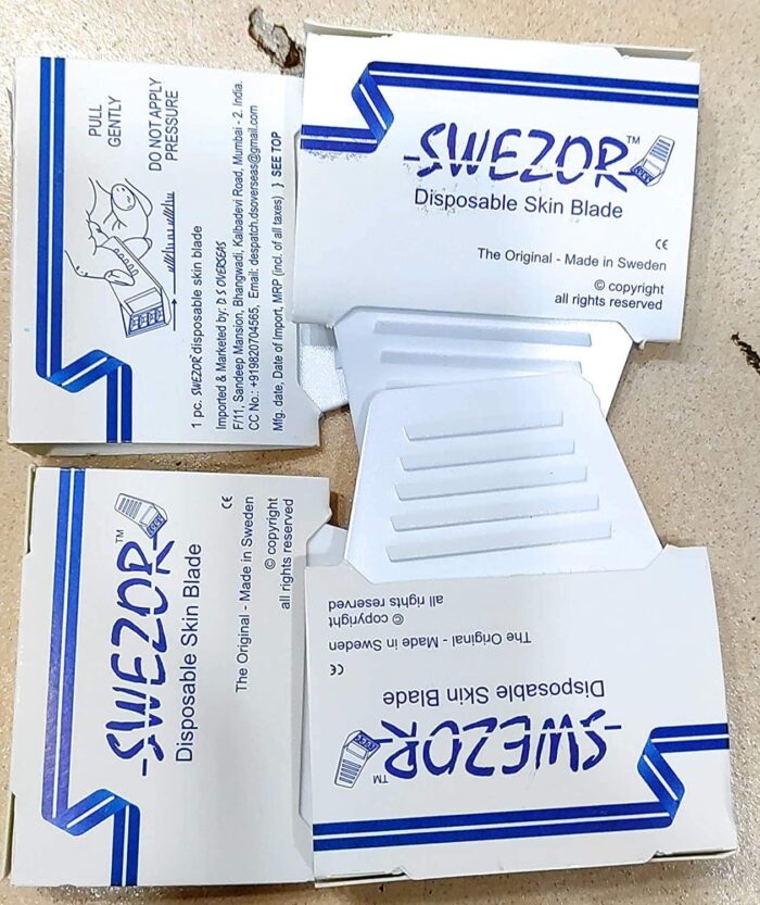 SWEZOR Disposable Skin Blade, Manual razor - THE ORIGINAL - MADE IN SWEDEN Pack Of 5Pcs. For Men/Women, PACK OF 5