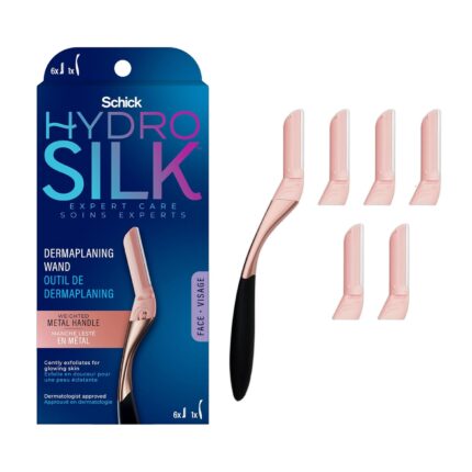 Schick Hydro Silk Dermaplaning Wand, Dermaplaning Tool with 6 Refill Blades â۠Professional Style Skincare Tool