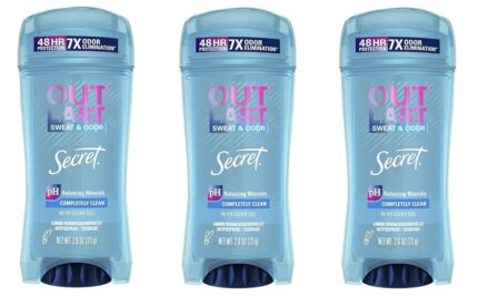 Secret Deodorant Outlast Clear Gel Completely Clean 2.6 Ounce (76ml) (3 Pack)
