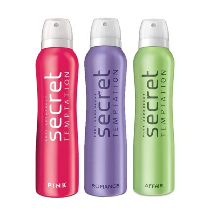 Secret Temptation Affair, Romance and Pink Deodorant Combo for Women, Pack of 3 (150ml each)