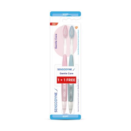 Sensodyne Gentle Care Toothbrush | Soft End Rounded Bristles Toothbrush for Sensitive Teeth | Ergonomic Grip | Effective Cleaning | Pack of 2