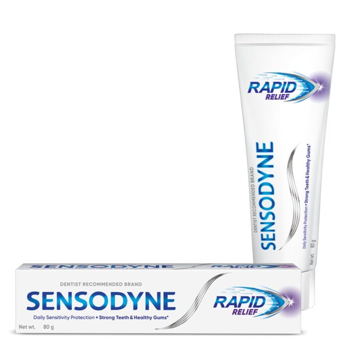 Sensodyne Rapid Relief Toothpaste | 80G | Toothpaste with Fast-Acting Formula | Strengthens Enamel & Protects Teeth | Effective Daily Oral Care for Sensitive Teeth for Rapid Relief