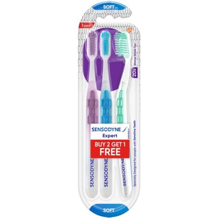 Sensodyne Toothbrushes-Expert,(2+1) Pieces Carton,Adult,Manual,White