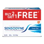 Sensodyne Toothpaste Fresh Gel Combo pack, Sensitive tooth paste for daily sensitivity protection, 450 gm multi-pack (150 gm)
