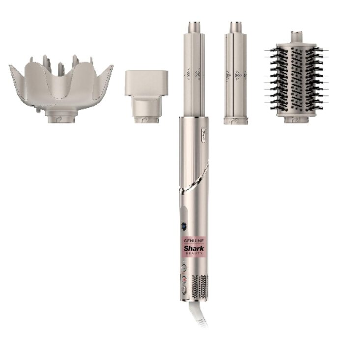 Shark Hd435 Flexstyle Air Styling & Drying System, Powerful Hair Blow Dryer & Multi-Styler With Auto-Wrap Curlers, Curl-Defining Diffuser, Oval Brush, & Concentrator Attachment, Stone, 1300 Watts