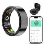 Smart Wellness Ring, Stylish Fitness Tracker with Heart Rate, Blood Oxygen, Blood Pressure, Sleep & Step Monitor. IP68 Waterproof, No Subscription, iOS & Android Compatible (Black, 10)
