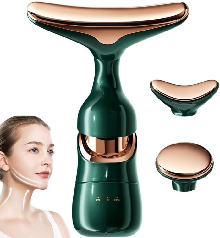 Snivy Face Beauty Device, 3 in 1 Anti Wrinkles Face Neck Eyes Skincare Instrument, Face Sculpting Tool Multifunctional Neck Face Beauty Device, Vibration Facial Beauty Device for Skin Care