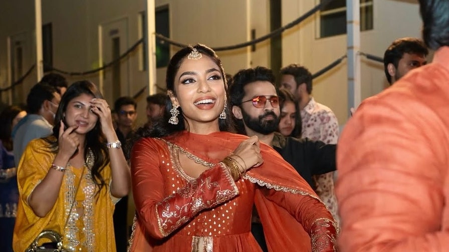 Sobhita Dhulipala's burnt orange anarkali with shararas feels borrowed from the '90s