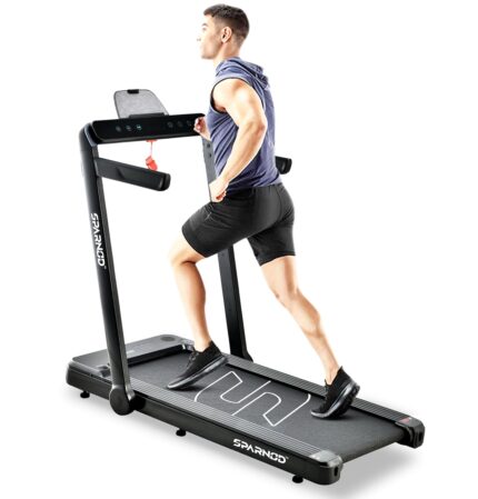 Sparnod Fitness STH-3060 Ultra Slim 2-in-1 Walking Pad Treadmill for Home Use Foldable Under Desk fits Under Bed/Sofa. No Installation Required, 4 HP Peak Motor, 110kg User Weight