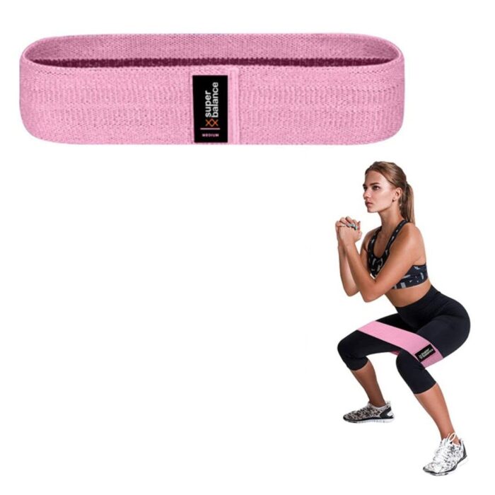 Super Balance Hip Resistance Bands | Set of 3 | 3 Different Resistance Levels | for Legs | Glutes | Booty | Fabric Bands | Soft | Non-Slip | Strength Training | Yoga | 3 Colours (Pink (Medium))