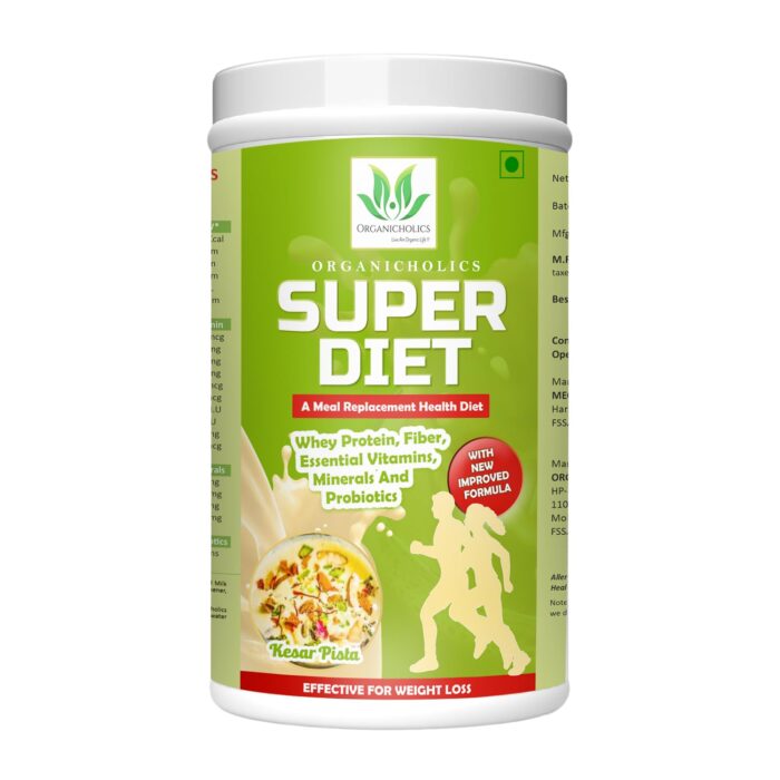 Super Diet Protein Powder for Women and Men Meal Replacement for Weight Loss with Vitamins Minerals & Probiotics (450 gram, Kesar & Pista)