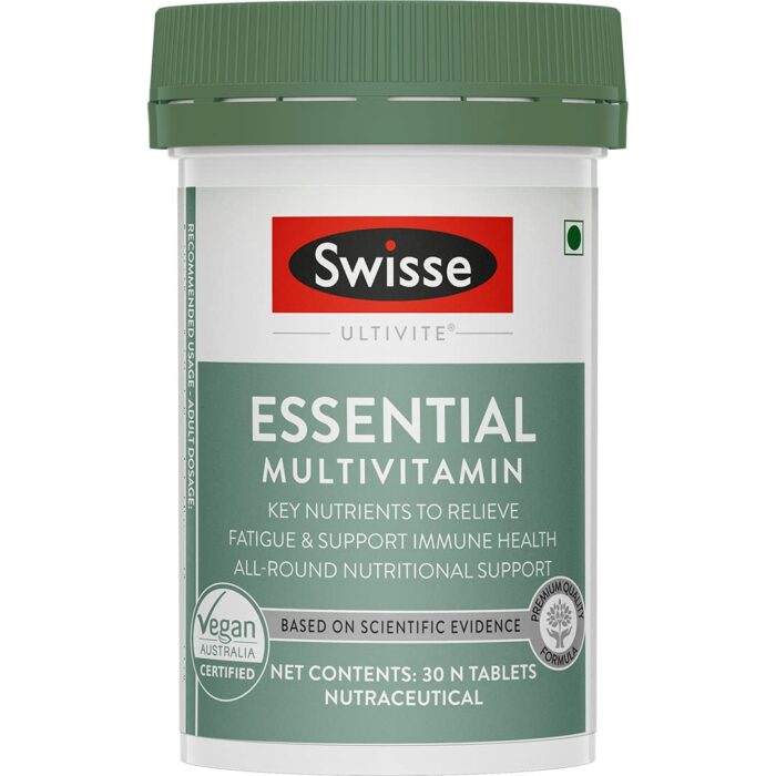 Swisse Essential Multivitamin For Men & Women, 30 Tablets - Vegan Certified Multivitamin with 100% RDA of Vitamin B, Vitamin E, Biotin & Minerals - Australia's No. 1 Multivitamin Brand