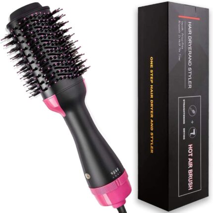 TIREE ONE STEP Hair Straightener Brush | Hot Air Brush | Blow Dryer Brush | 2-in-1 Ceramic Ionic Electric Blow Dry & Straightening Comb for Women - Professional Anti-Scald Rotating Hair Brush for Smooth, Curly, or Straight Hair