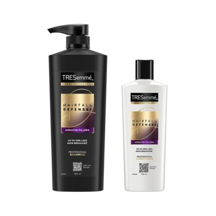 TRESemme Hair fall Defense Kit With Keratin for Hair Fall Control and Longer, Stronger Hair - 580ml Shampoo and 190ml Conditioner