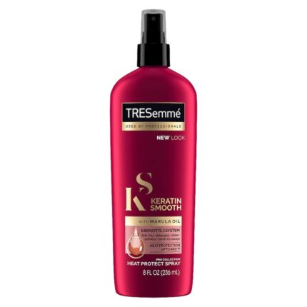 TRESemme Smooth Heat Protection Hair Spray with Keratin & Marula Oil to Protect Against Blow Drying, Hair Straightening & Hair Styling up to 450°F, 5 In 1 Benefits,Softness & Tames Flyaways, 236 ml