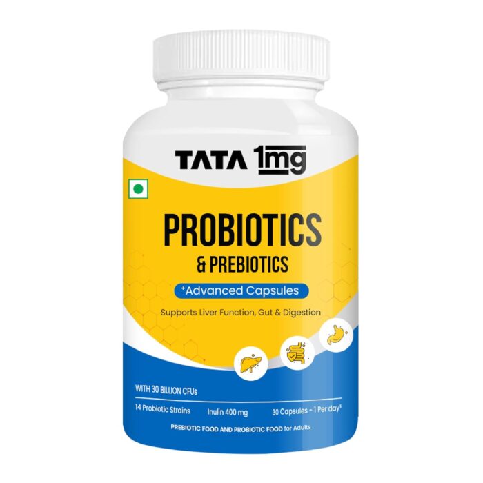 Tata 1mg Probiotics 30 Billion Cfus+ Capsule With Prebiotic Fibre Helps In Health Protection Level And Supports Digestion,For Unisex (Pack Of 30 Capsules)
