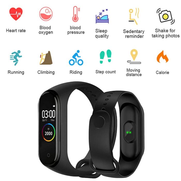 TechKing (2 Year Warranty M4 Band Bluetooth Health Wrist Smart Band Monitor|SmartHealth for Men & Women Activity Fitness Tracker