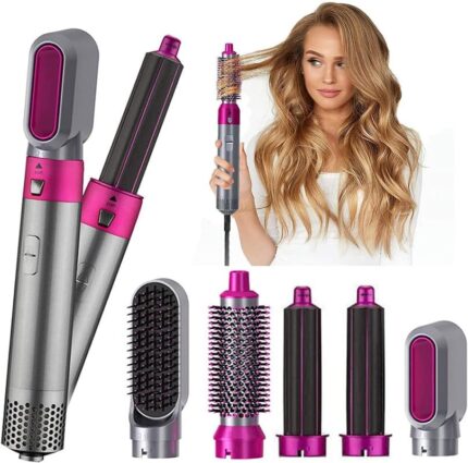 Techking 𝟭𝟱 𝗬𝗘𝗔𝗥𝗦 𝗪𝗔𝗥𝗥𝗔𝗡𝗧𝗬 5 in 1 Multifunctional Hair Dryer Styling Tool, Detachable 5-in-1 Multi-Head Hot Air Comb, The Negative Ion Manual Suction Hair Curler For Women
