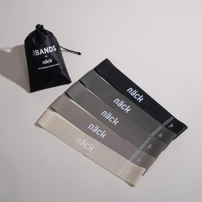 The Bands by Näck | Mini Resistance Bands | Set of 5 | Designed in Sweden | Mobility, Strength and Resistance Training | Workout Anywhere | 100% Natural Rubber | Versatile and Effective