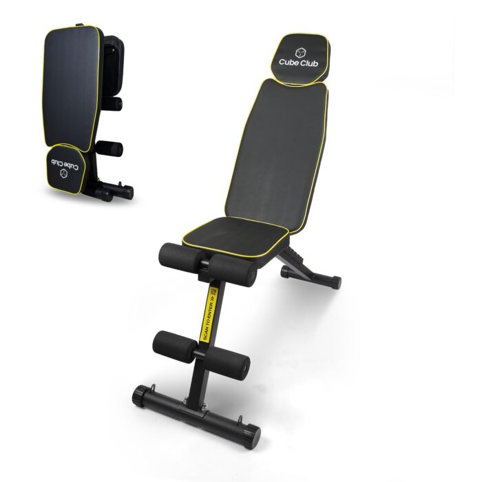 The Cube Club Neo Heavy Duty Foldable Gym Bench Multipurpose Full Body Workout Weight Bench Press for Men & Women|Multilevel Incline and Decline Exercise Strength Training Fitness Bench, 130 KG