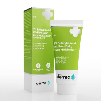 The Derma Co 1% Salicylic Acid Oil-Free Moisturizer For Face with Oat Extract | Fights Active Acne | Deeply Moisturizes | 50g