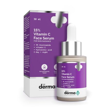 The Derma Co 15% Vitamin C Face Serum with 5% Niacinamide & Hyaluronic Acid | Non Irritating & Non Sticky | Brightening Serum For Dull Skin | Reduces Dark Spots & Treats Pigmentation | For Glowing Skin | For Oily Skin | 30 ml